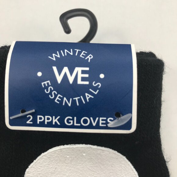 2 Pair Pack Winter Essentials Boys One Size Black Skull Gray Plain Gloves New - Picture 3 of 8